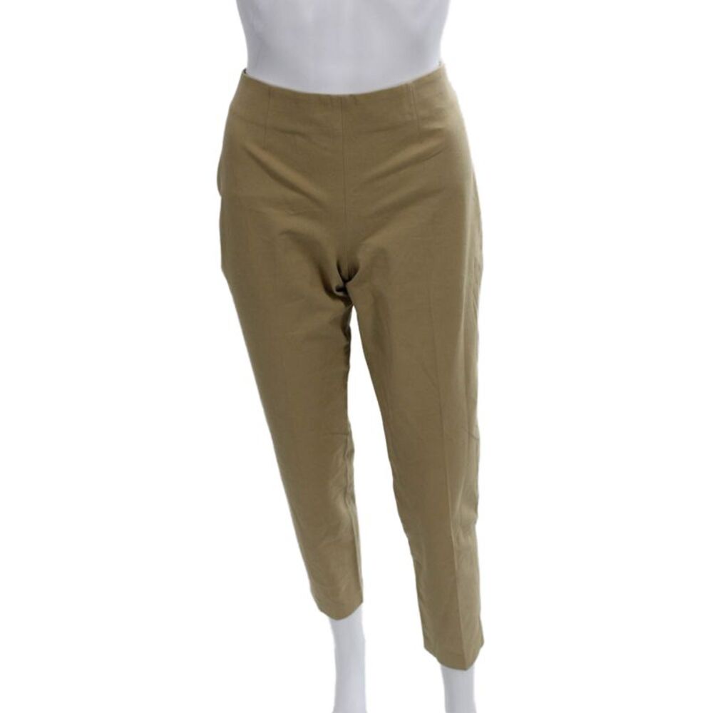 Theory Womens Khaki Pants Beige Cotton Zip Closure Size 6